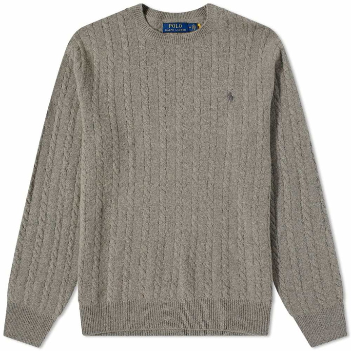 Photo: Polo Ralph Lauren Men's Chunky Cotton Knit in Fawn Grey Heather