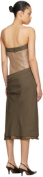 Commission Khaki & Taupe Paneled Midi Dress