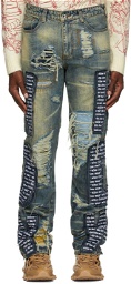 Who Decides War by MRDR BRVDO Blue Cutout Jeans