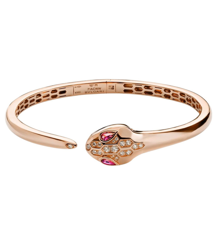 Photo: Bvlgari Serpenti 18kt rose gold bangle with diamonds and rubellites