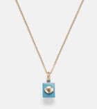 Yvonne Léon Palmier and Le Cubo 9kt gold earring and pendant set with turquoise and diamonds