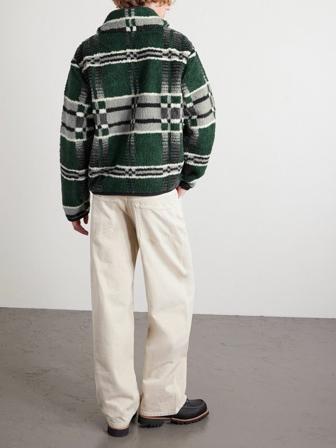 Polo Ralph Lauren - Shawl-Collar Checked Woven Zip-Up Cardigan - Green