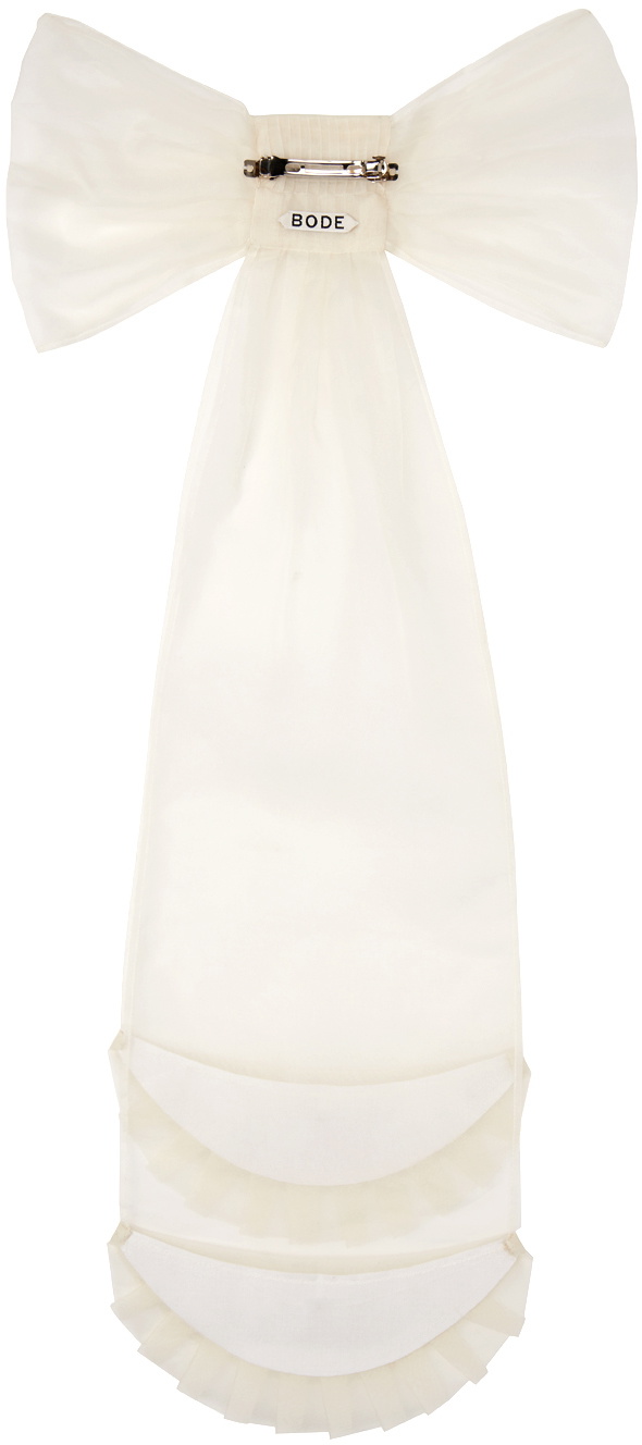WHITE OU BOW BARETTE