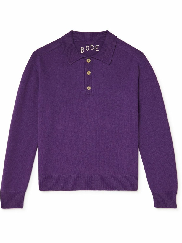 Photo: BODE - Oversized Cashmere Polo Shirt - Purple