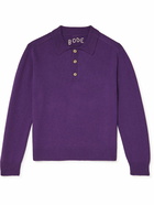 BODE - Oversized Cashmere Polo Shirt - Purple