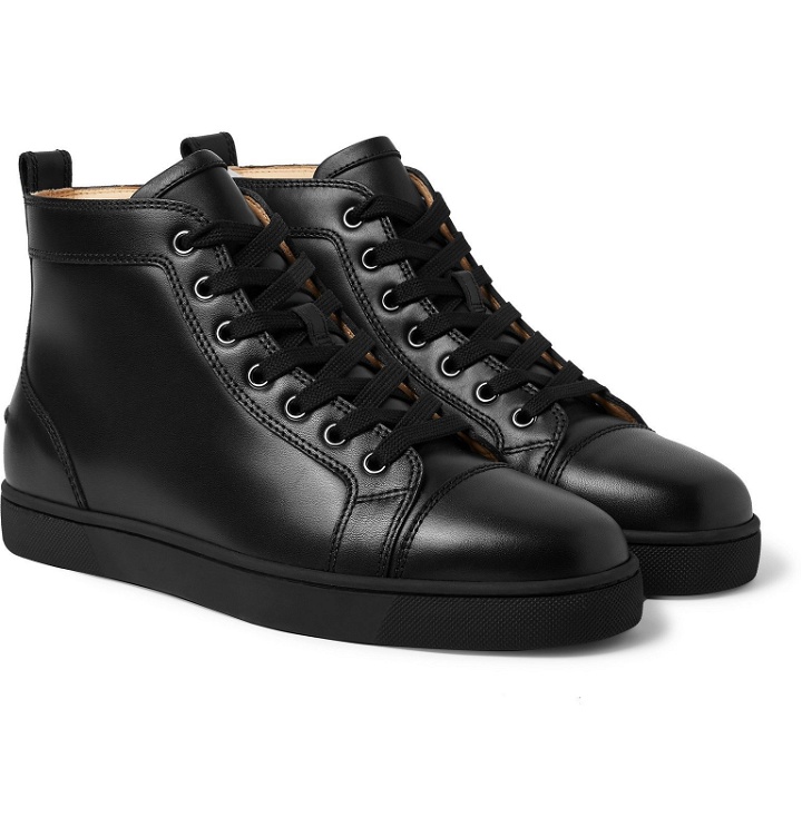 Photo: Christian Louboutin - Louis Leather High-Top Sneakers - Black