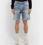 John Elliott - Bozeman Wide-Leg Distressed Denim Shorts - Blue