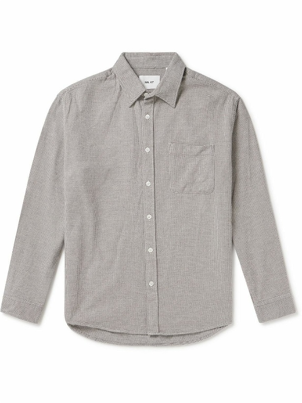 Photo: NN07 - Deon 5270 Houndstooth Cotton-Flannel Shirt - Gray