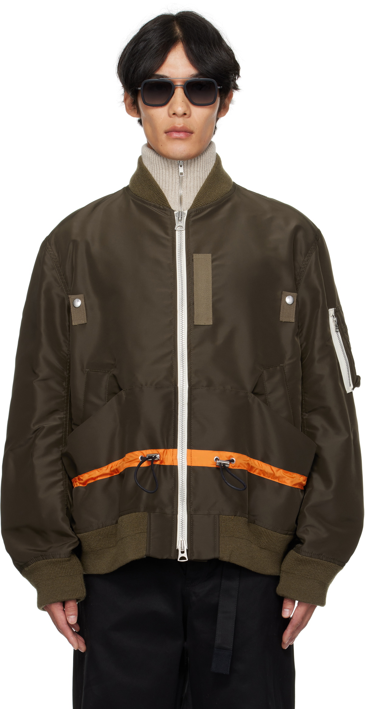 Sacai Black Nylon Twill Bomber Jacket Sacai