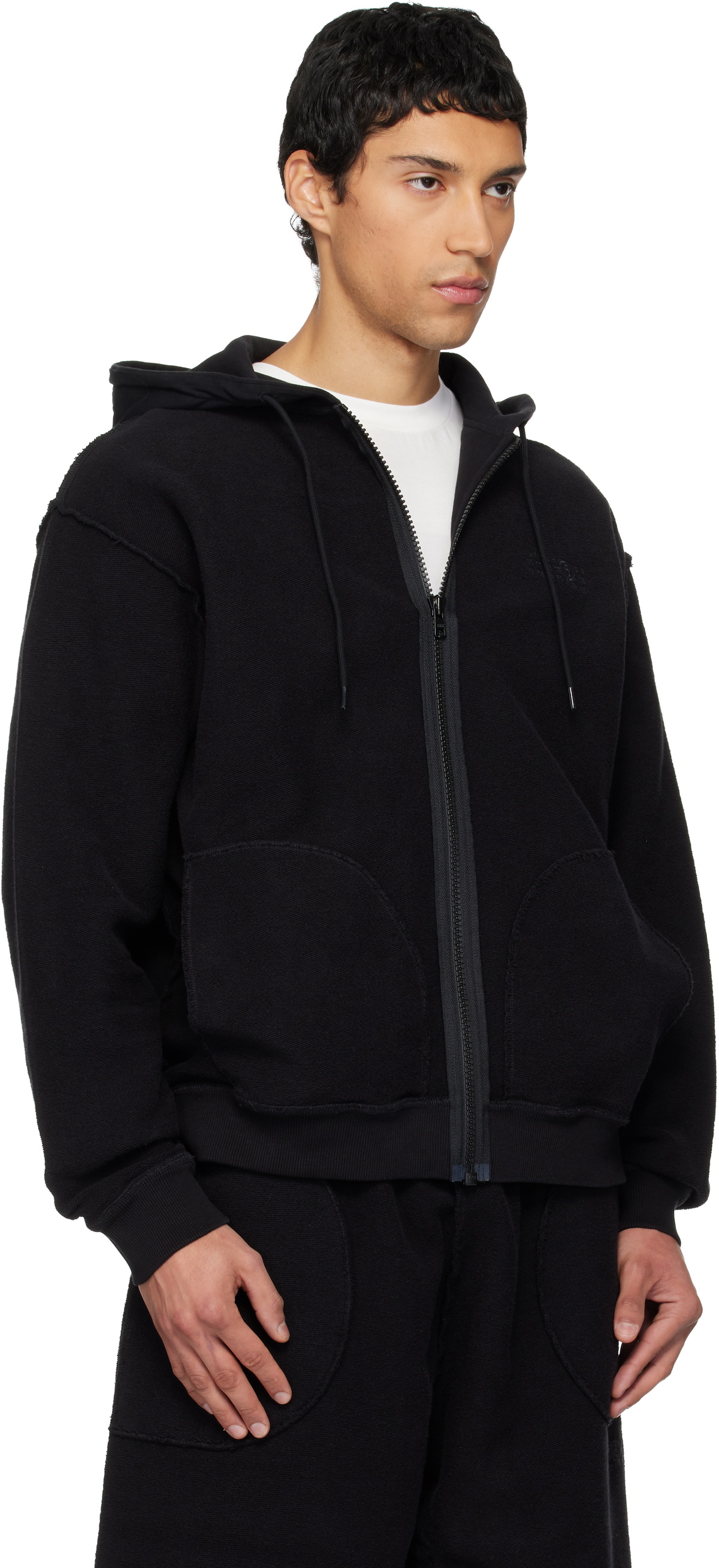 MM6 Maison Margiela Black Inside-Out Hoodie MM6 Maison Margiela