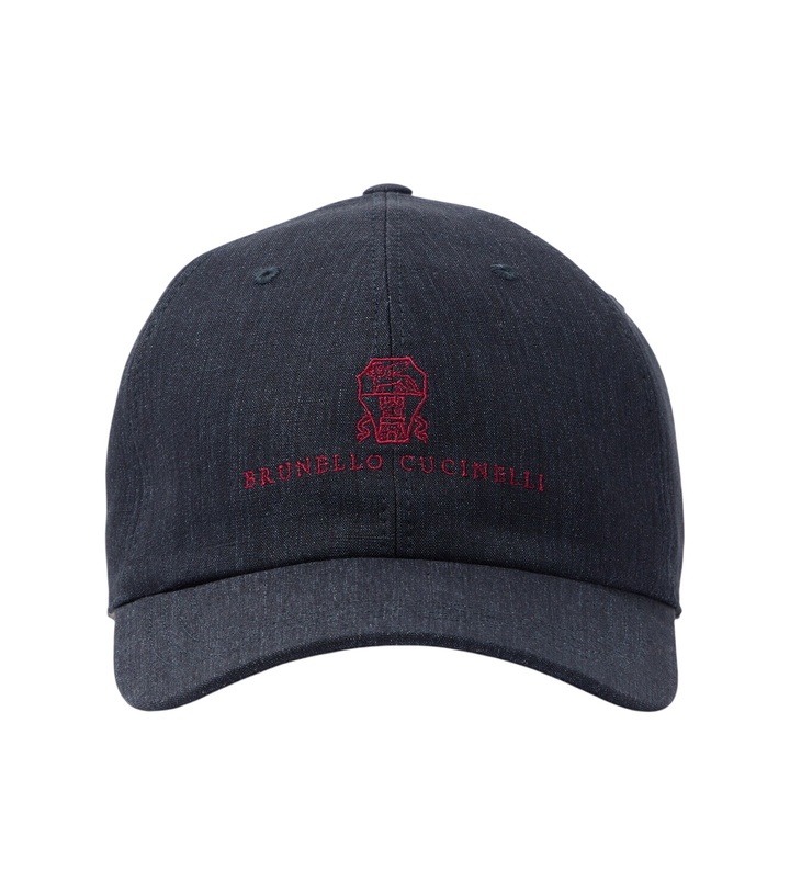 Photo: Brunello Cucinelli Embroidered denim baseball cap