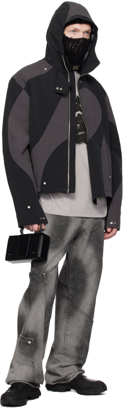 HELIOT EMIL Black & Gray Trident Technical Jacket Heliot Emil