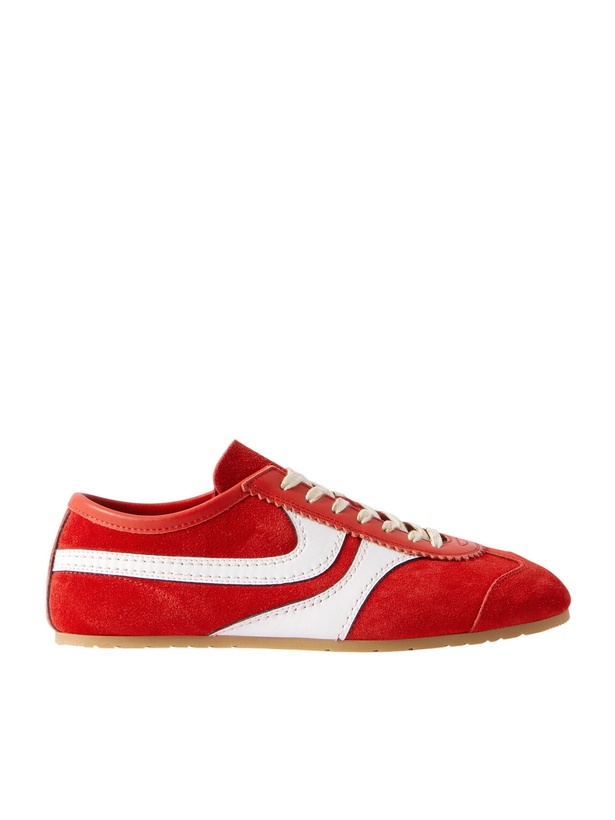 Photo: Dries Van Noten - Leather-Trimmed Suede Sneakers - Red