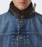Sacai Leather-trimmed denim jacket