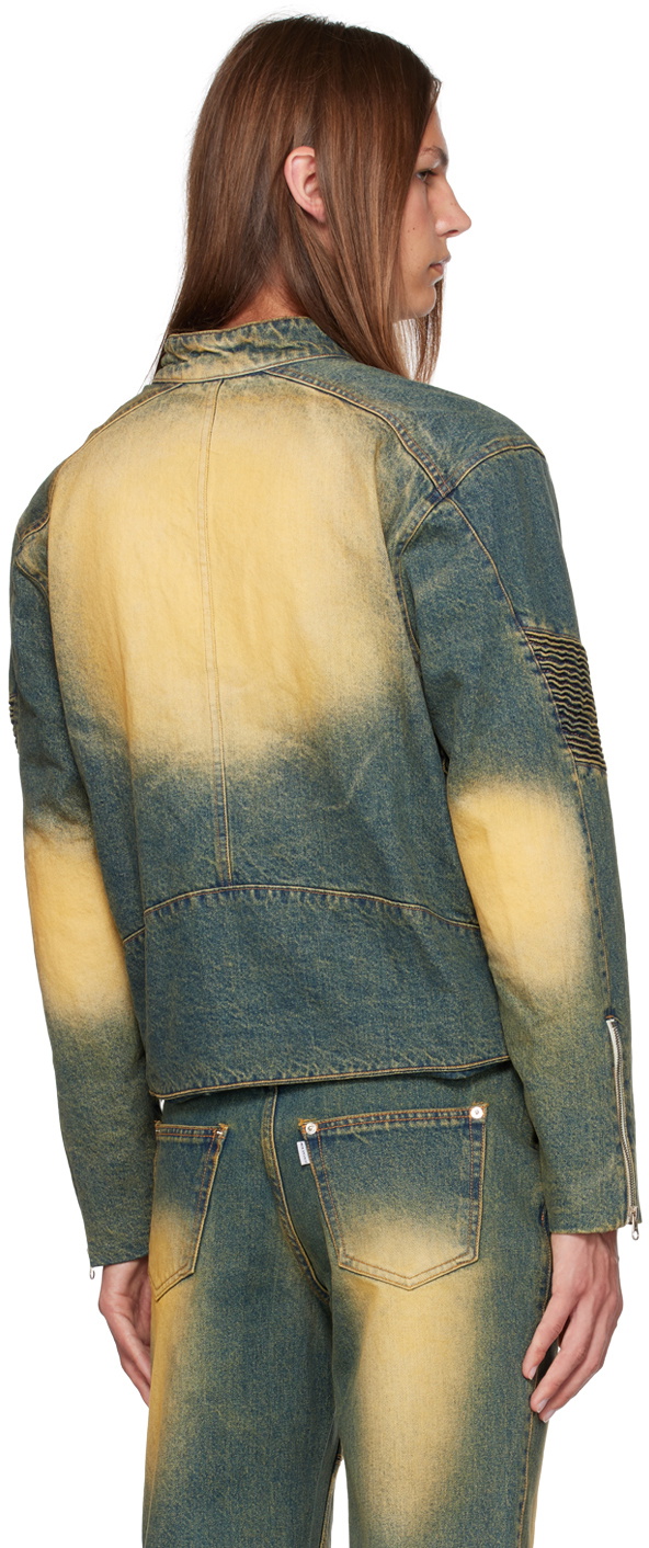 Juntae Kim Blue Embossed Denim Jacket