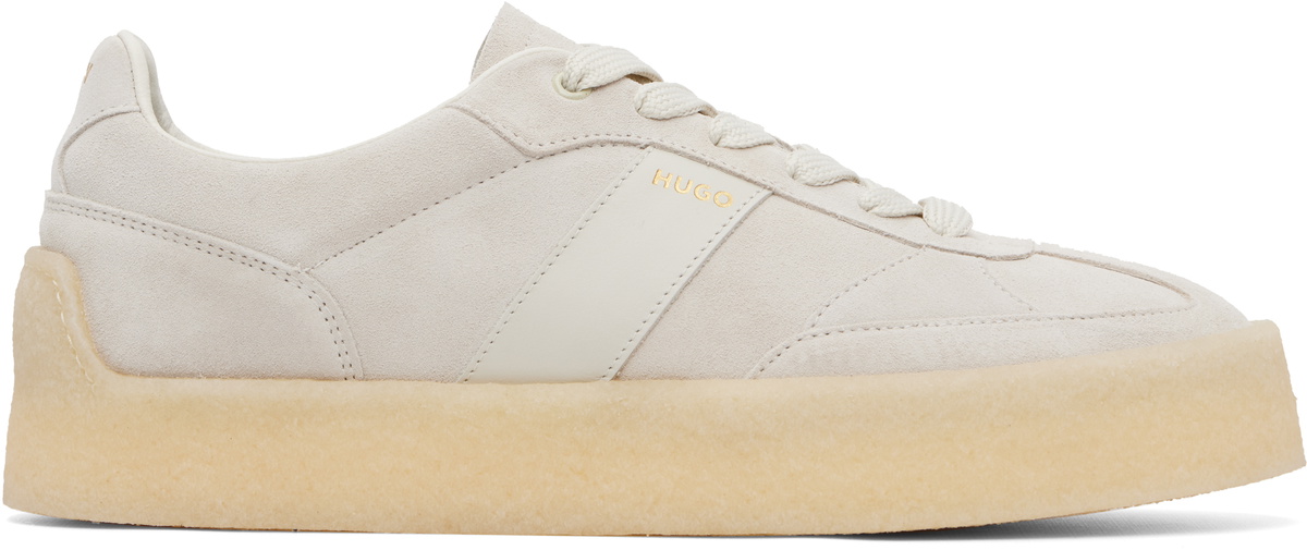 Hugo Off-White Suede Side Stripe Sneakers