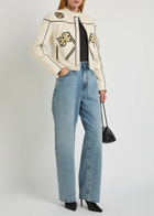 AN-Y1 Helmut Padded Appliquéd Leather Jacket White