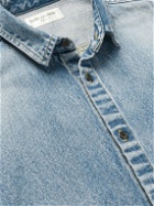 SAINT LAURENT - Logo-Embroidered Denim Shirt - Blue