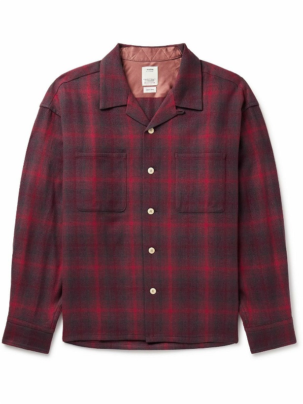 Photo: Visvim - Palmer Convertible-Collar Checked Wool and Linen-Blend Shirt - Red