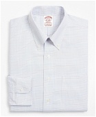 Brooks Brothers Men's Stretch Madison Relaxed-Fit Dress Shirt, Non-Iron Grid Check | Garnet
