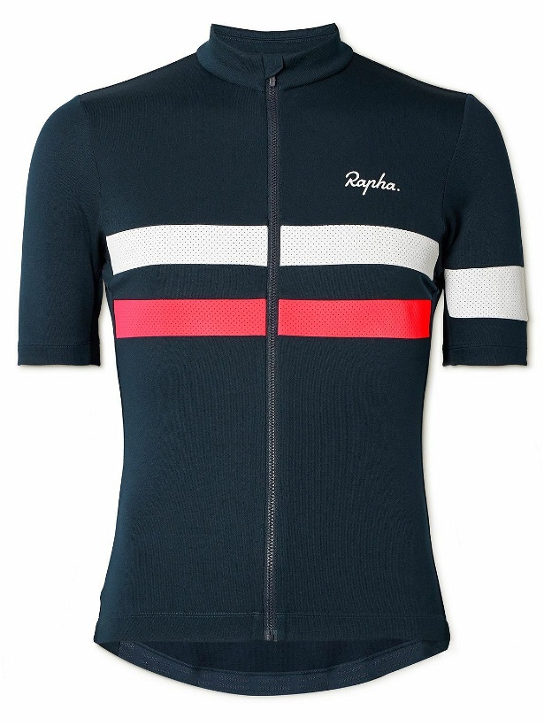 Photo: Rapha - Brevet Logo-Print Mesh-Panelled Recycled Cycling Jersey - Blue