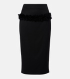 McQueen Buttoned lace-trimmed wool pencil skirt