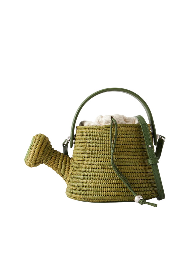 Photo: LOEWE - Paula's Ibiza Watering Can Leather-Trimmed Raffia Messenger Bag