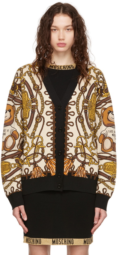 Photo: Moschino Off-White Military Teddy Scarf Cardigan