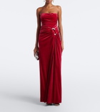 Simkhai Emma gathered velvet bustier gown