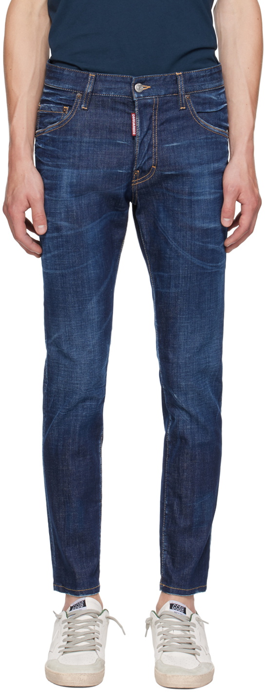 Dsquared2 Blue Dark Clean Wash Skater Jeans Dsquared2