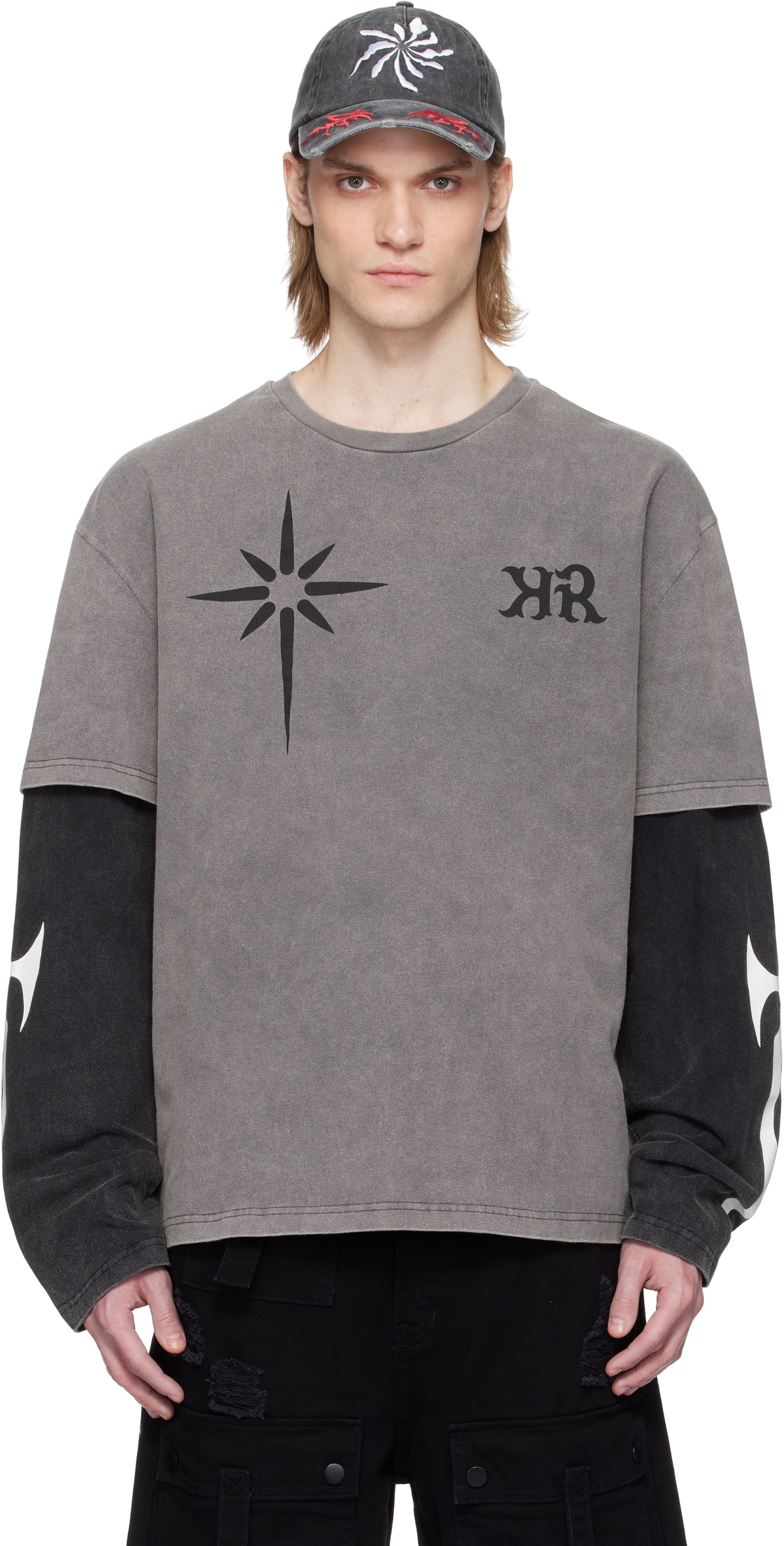 KUSIKOHC Black Origami Print Mask T-shirt KUSIKOHC