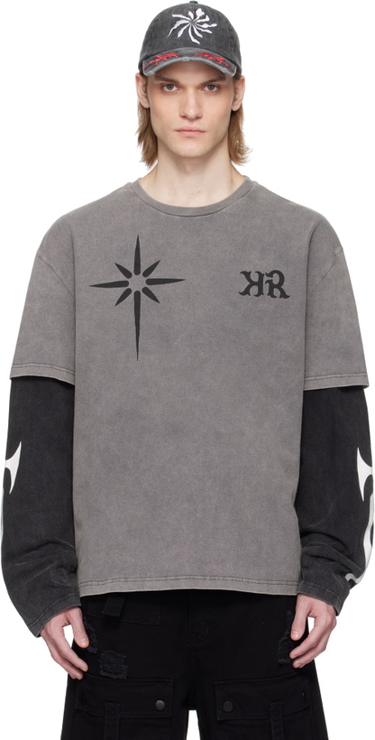 Photo: KUSIKOHC Gray & Black Layered Long Sleeve T-shirt