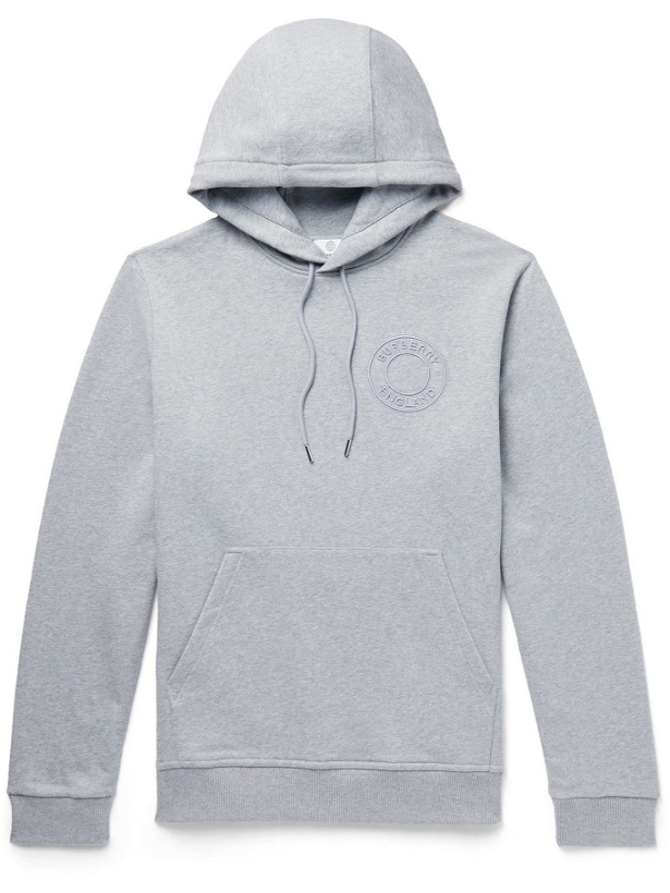 Photo: BURBERRY - Logo-Embrodered Cotton-Jersey Hoodie - Gray