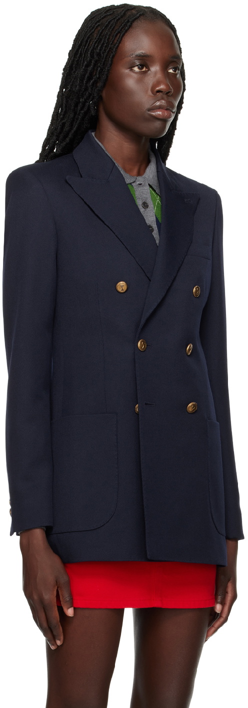AMI Alexandre Mattiussi Navy Double-Breasted Blazer