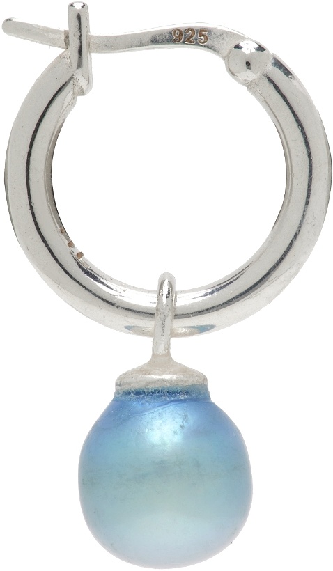 Photo: Hatton Labs SSENSE Exclusive Silver & Blue Pearl Hoop Earring