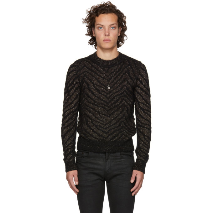 Photo: Saint Laurent Black and Gold Lurex Zebra Sweater