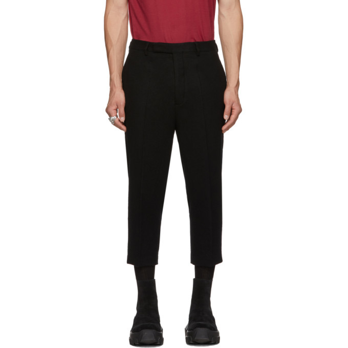 Rick Owens Black Slim Cropped Astaire Trousers Rick Owens