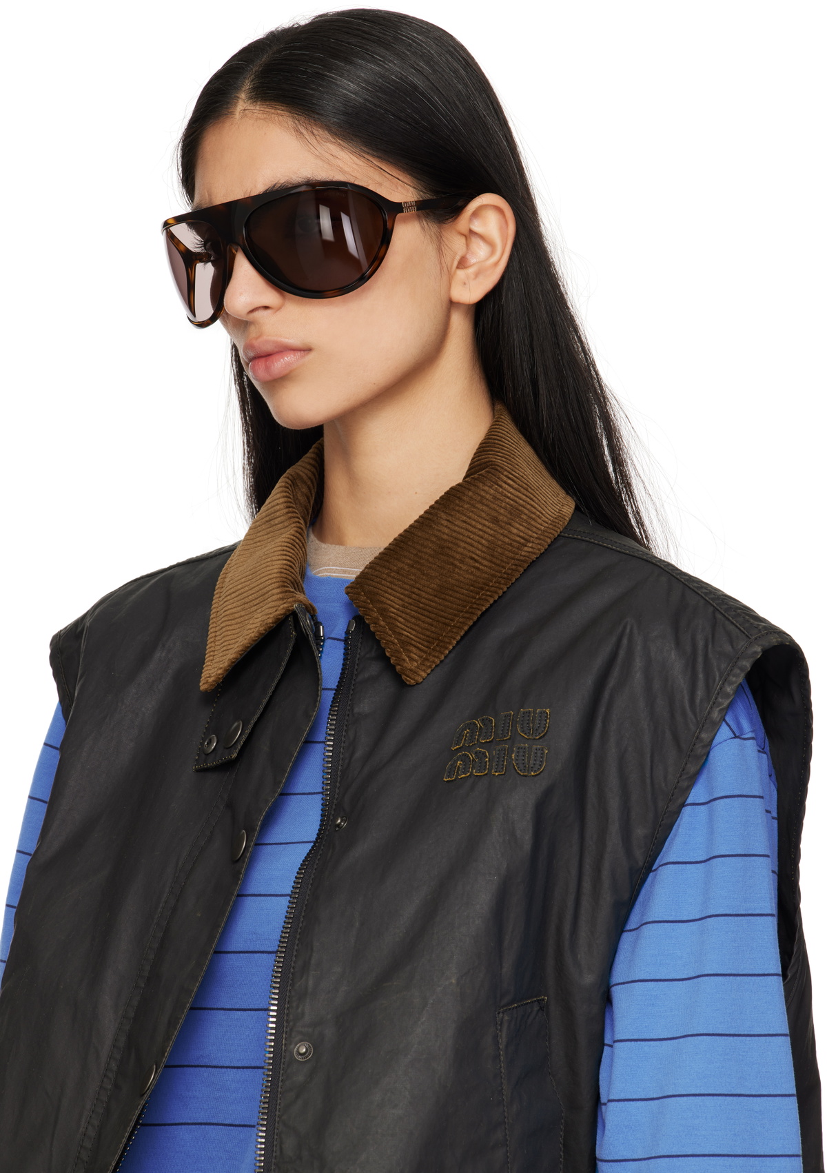 Miu Miu Eyewear Brown Miu Enigme Sunglasses Miu Miu