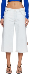 Off-White Blue Wide Crop Denim Shorts