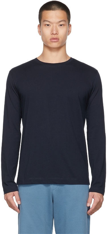 Photo: Dries Van Noten Navy Supima Cotton Long Sleeve T-Shirt