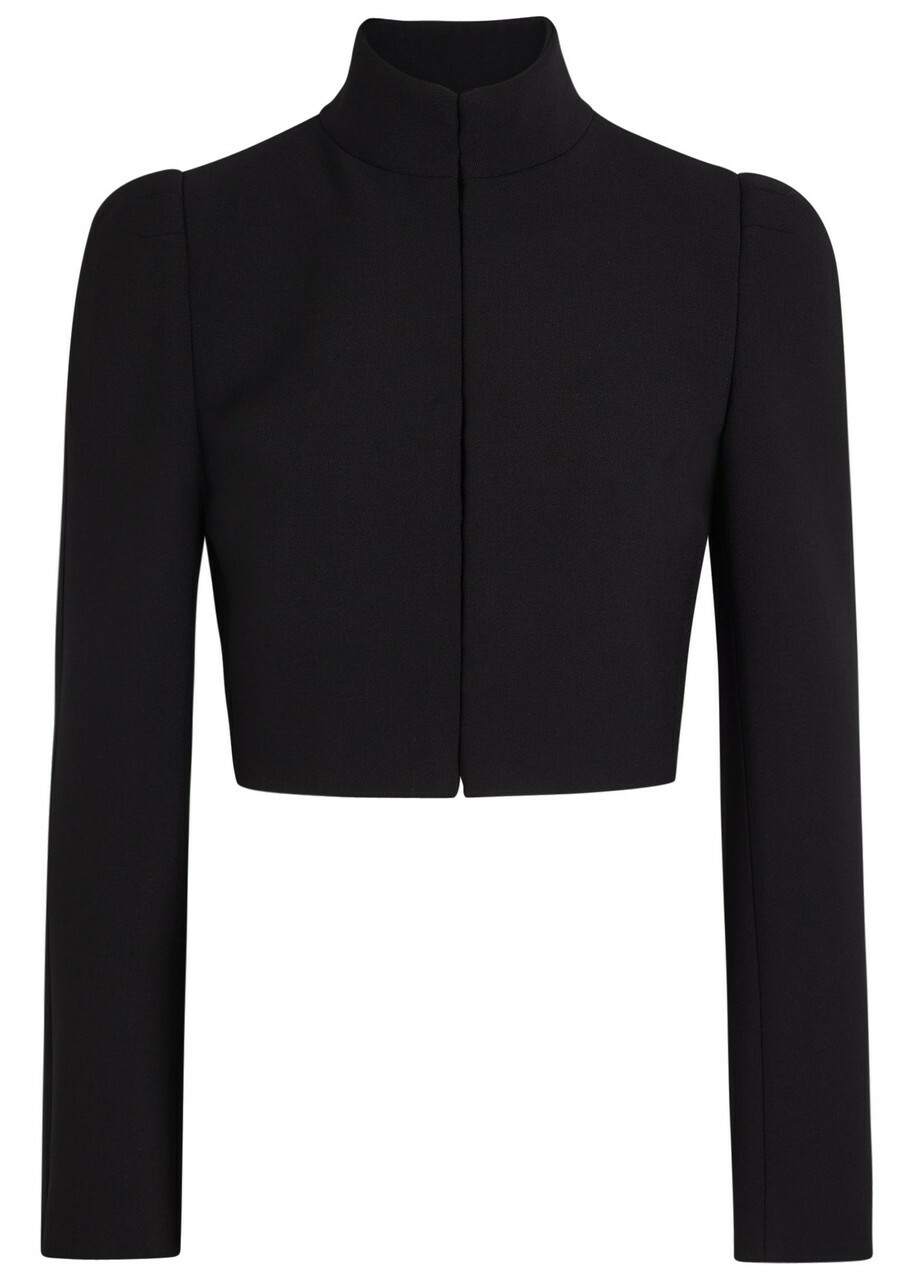 Alaïa Funnel-neck Cavalry Twill Cropped Jacket Black