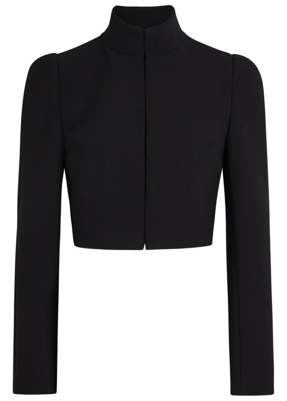 Photo: Alaïa Funnel-neck Cavalry Twill Cropped Jacket Black