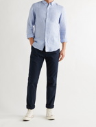 POLO RALPH LAUREN - Button-Down Collar Striped Linen Shirt - Blue