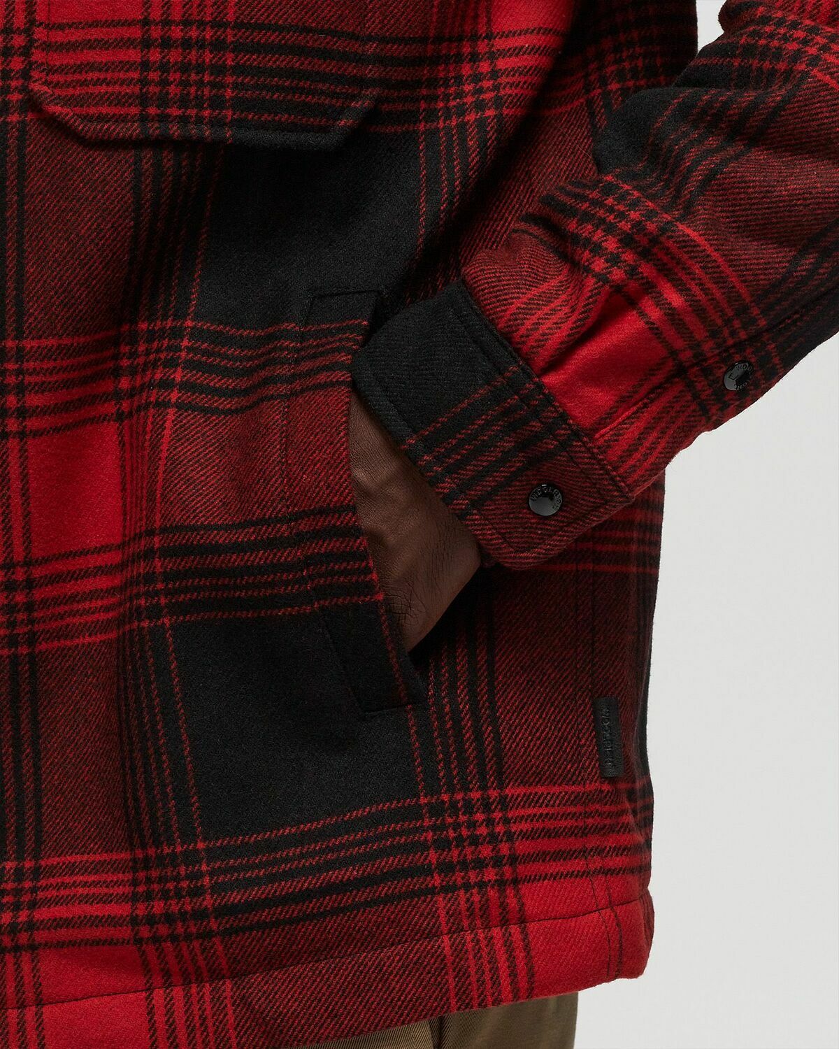 Woolrich Alaskan Wool Check Overshirt Red Overshirts Woolrich