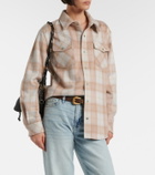 God's True Cashmere Champagne Tartan cashmere shirt with emerald