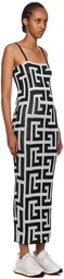 Balmain Black & White Monogram Midi Dress