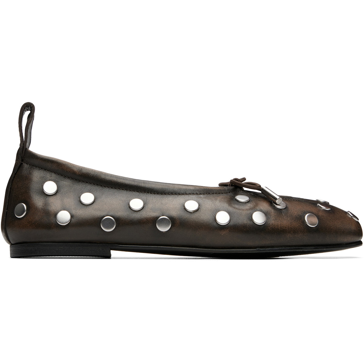 Alohas Brown Rosalind All Studs Vintage Effect Ballerina Flats