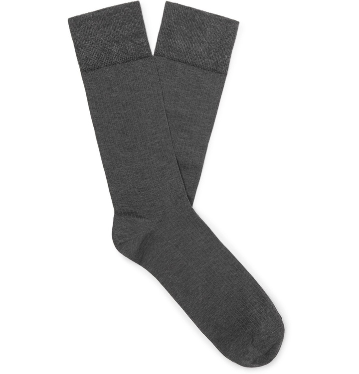 Photo: Corgi - Pembroke Mercerised Cotton-Blend Socks - Gray