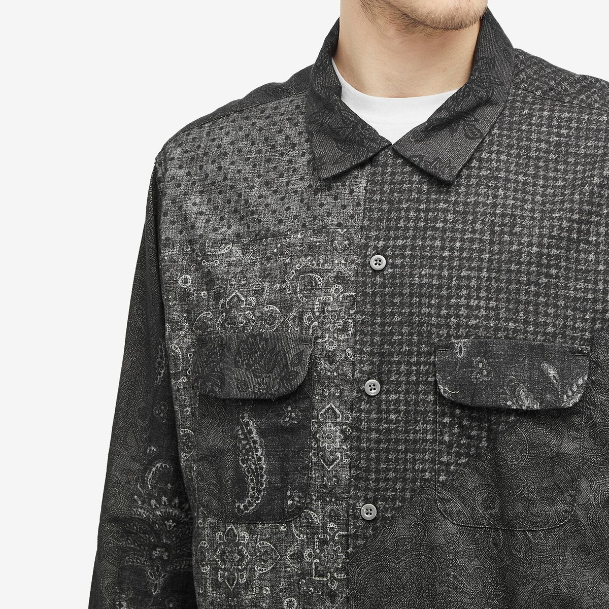 Engineered Garments Men's Classic Shirt in Black/Grey Block