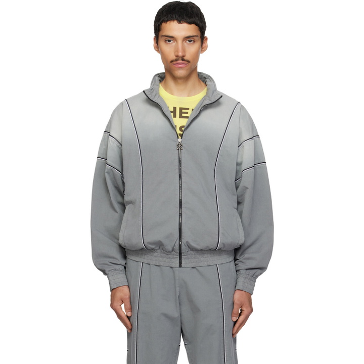 Photo: Off-White Gray Relaxed Garment Dyed Track Jacket